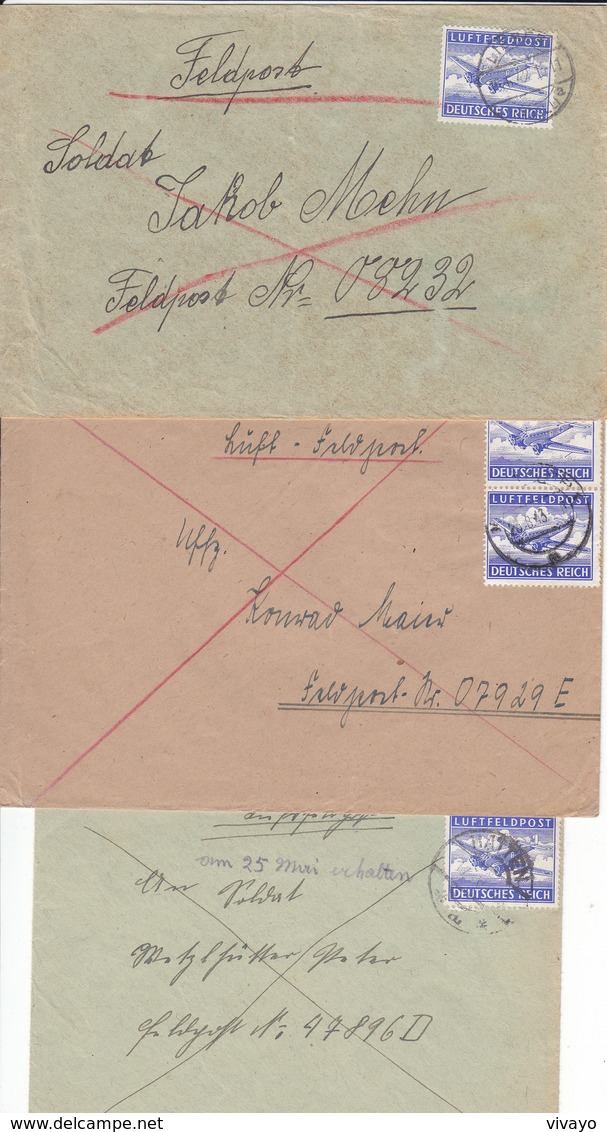 1943 - GERMANY - III REICH - FELDPOST - FIELD POST - CORREO DE CAMPAÑA - 3 COVERS - Briefe U. Dokumente