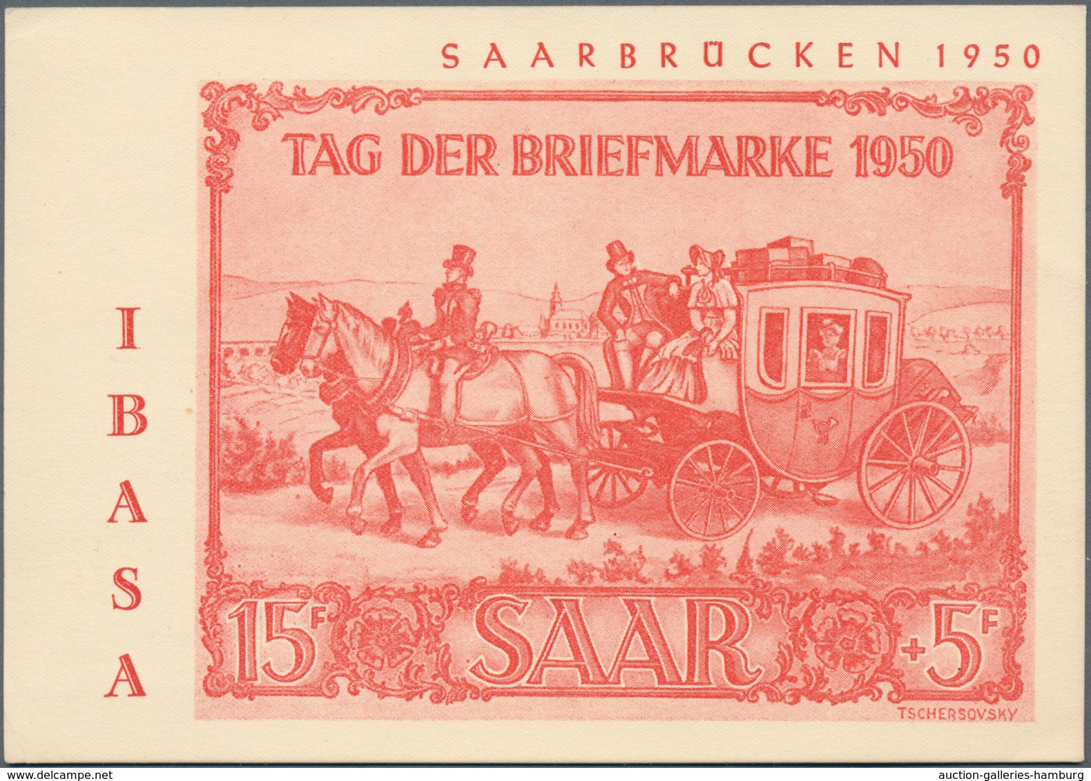 Saarland (1947/56): 1950, 15+5 Fr IBASA Aus Der Linken Unteren Bogenecke Mit Bogen-Nr. "74766" Und R - Sonstige & Ohne Zuordnung