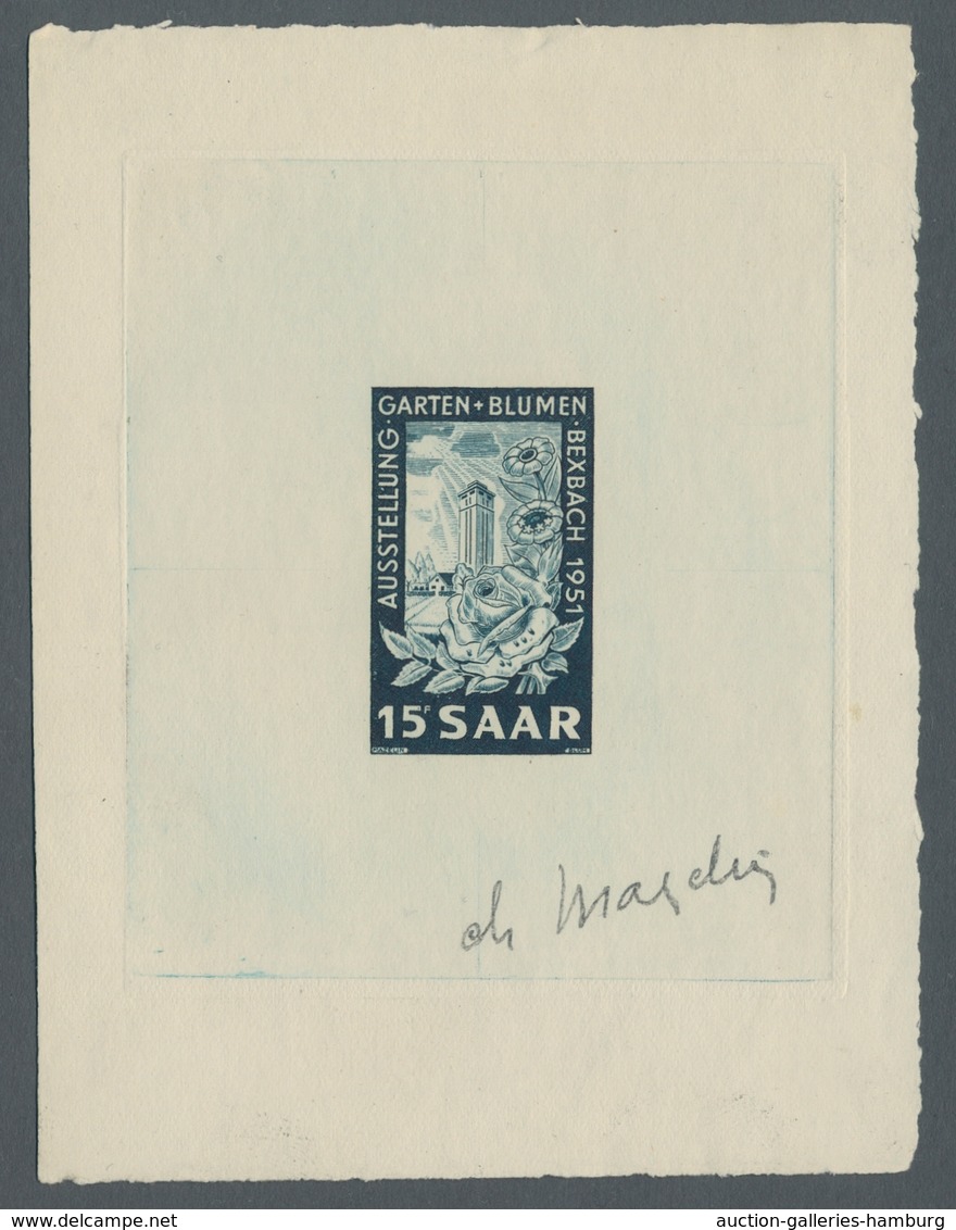 Saarland (1947/56): 1951, "Garten Und Blumen" Als "Epreuve De Artists" Auf Ungummiertem Kartonpapier - Sonstige & Ohne Zuordnung