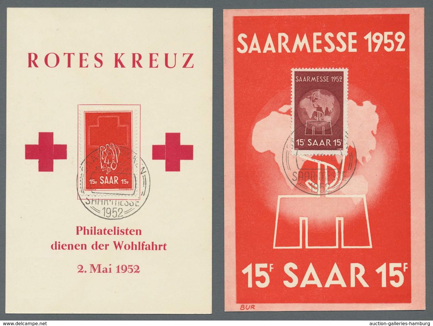 Saarland (1947/56): 1952, Saarmesse Und Rotes Kreuz Je FDC Und Maximumkarte, Mi. 240,- Euro. - Sonstige & Ohne Zuordnung