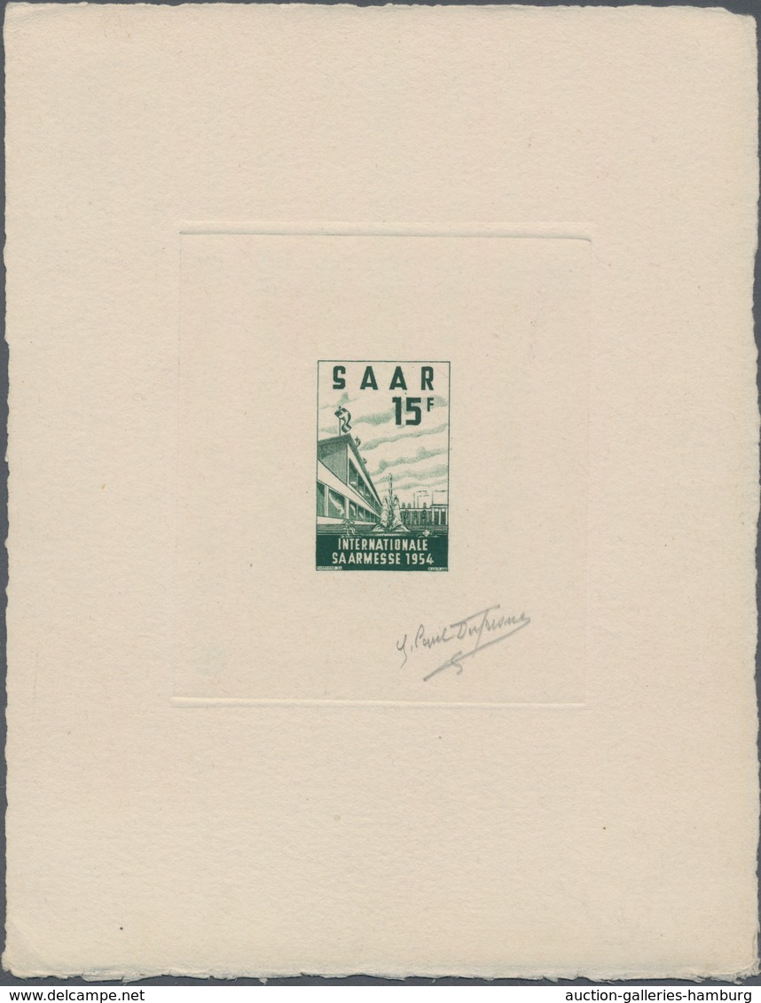 Saarland (1947/56): 1954, 15 Fr Saarmesse - 2 Künstlerblocks In Dunkelgrün Im Format 126x163mm Auf K - Sonstige & Ohne Zuordnung