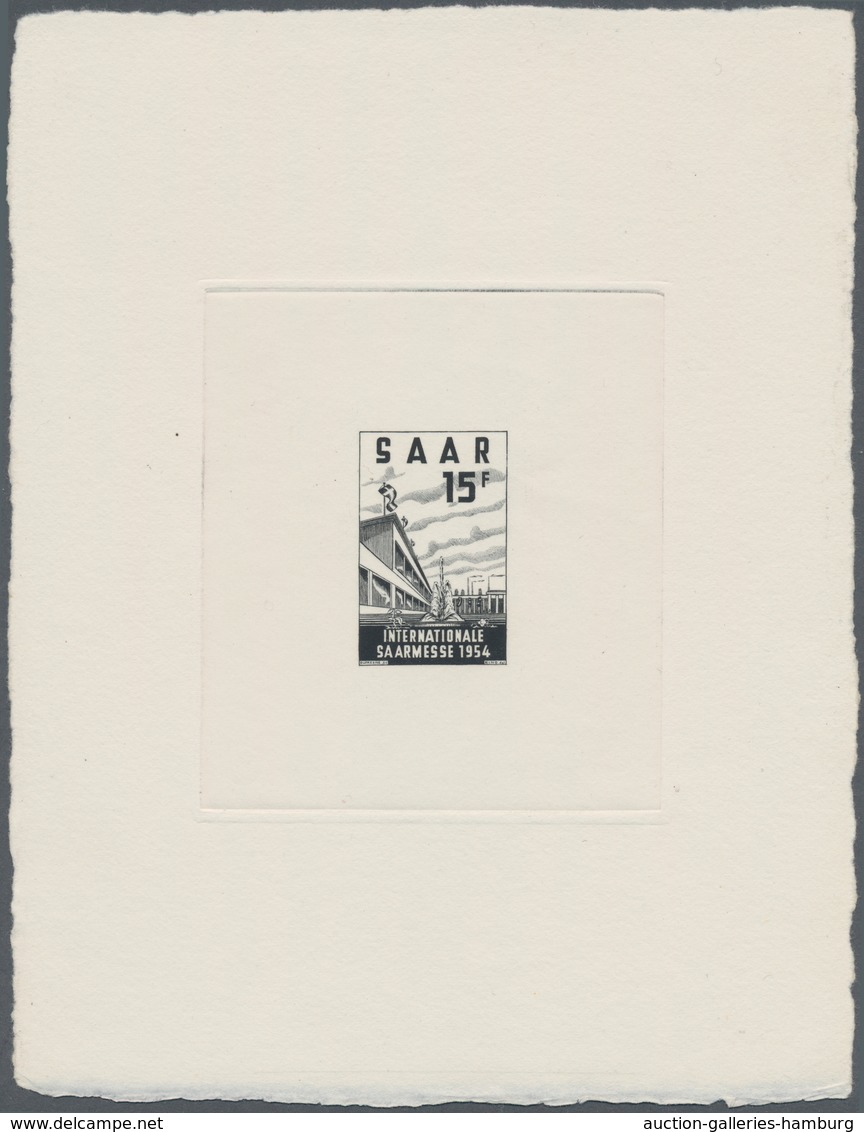 Saarland (1947/56): 1954, 15 Fr Saarmesse - 2 Künstlerblocks In Dunkelgrün Im Format 126x163mm Auf K - Otros & Sin Clasificación