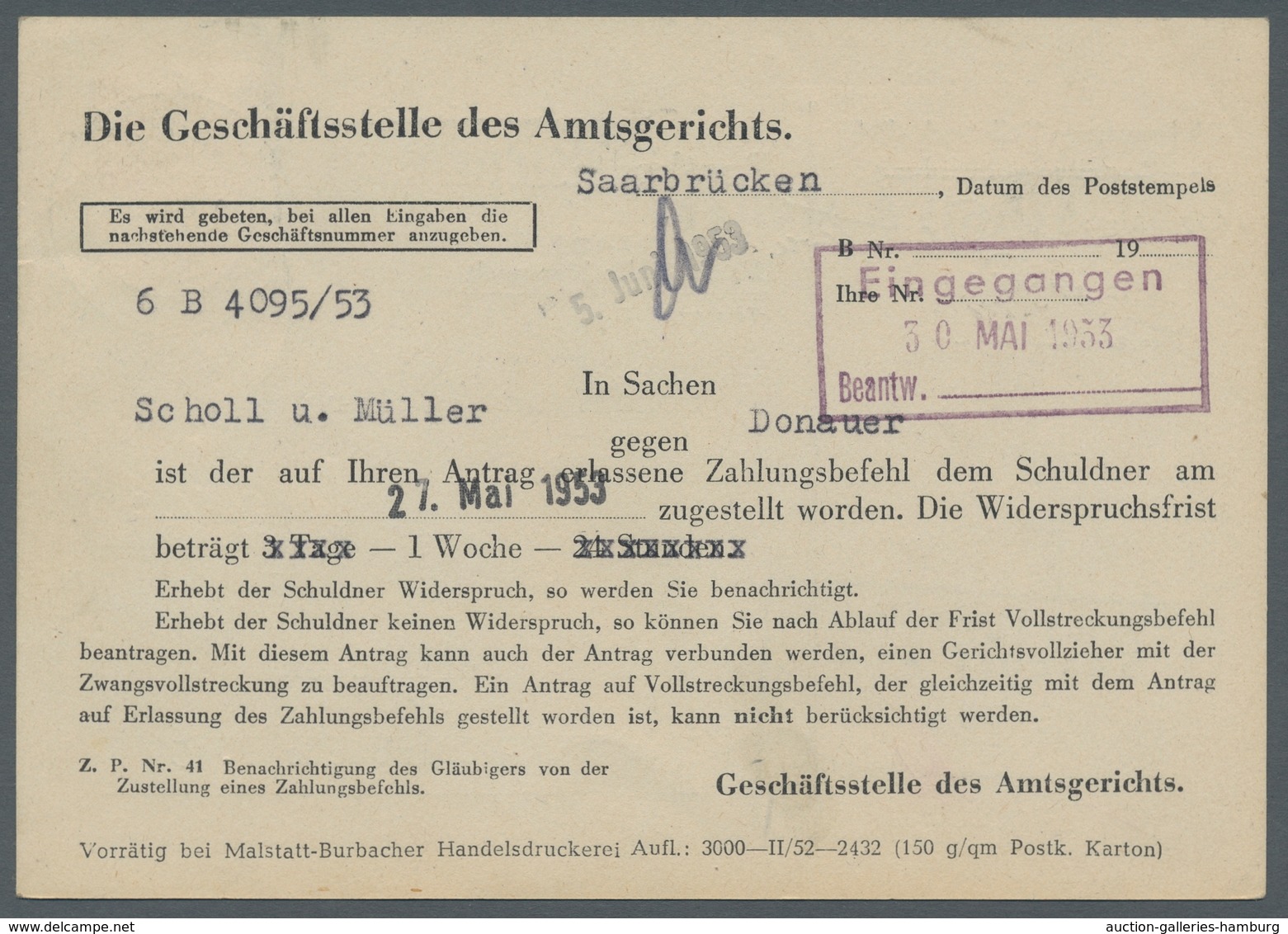 Saarland (1947/56) - Dienstmarken: 1949, "Wappen", Neun Frankaierte Belege Ausschließlich Portoricht - Sonstige & Ohne Zuordnung