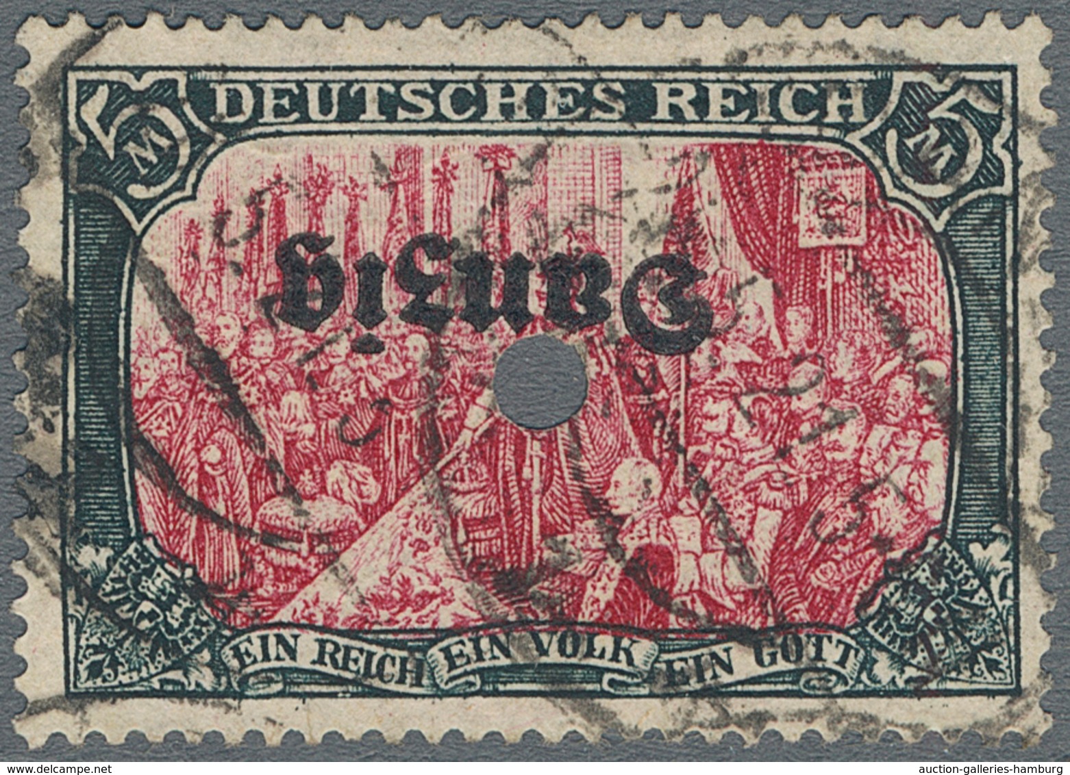 Danzig: 1920, 5 Mark "Reichsgründungsgedenkfeier" Grünschwarz/lilarot Mit KOPFSTEHENDEM Aufdruck, 25 - Sonstige & Ohne Zuordnung