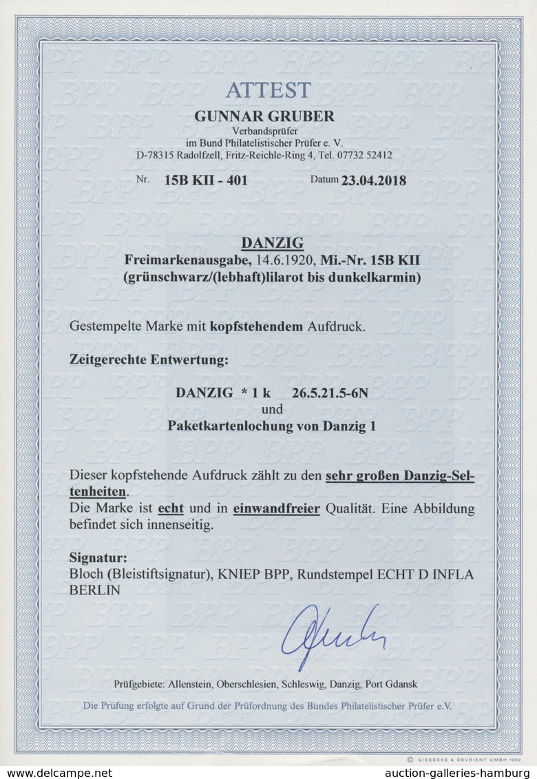 Danzig: 1920, 5 Mark "Reichsgründungsgedenkfeier" Grünschwarz/lilarot Mit KOPFSTEHENDEM Aufdruck, 25 - Andere & Zonder Classificatie