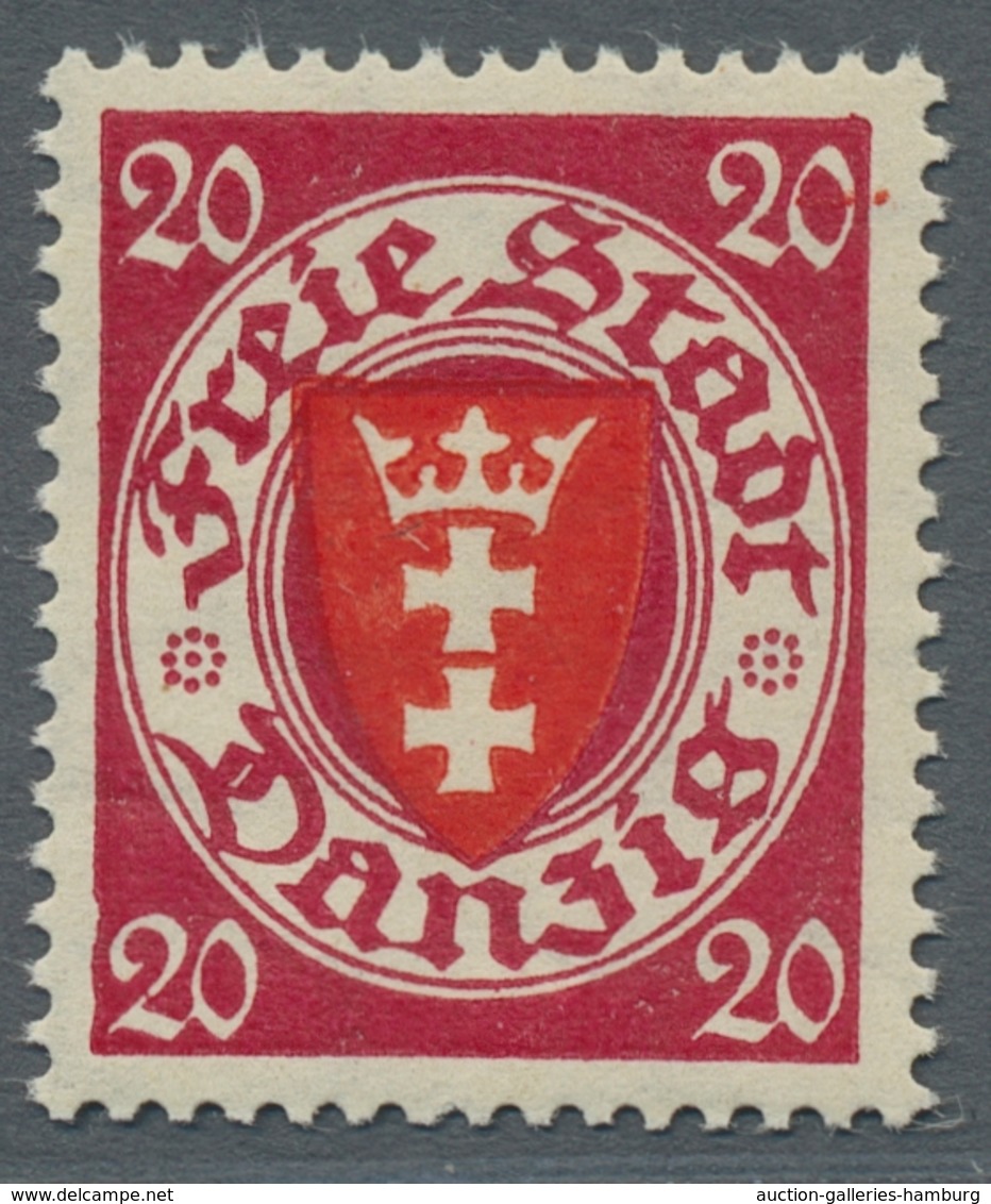 Danzig: 1924, Wappenausgabe 20 Pfennig Ba-Farbe Tadellos Postfrisch, Kurzbefund Gruber BPP "echt Und - Other & Unclassified