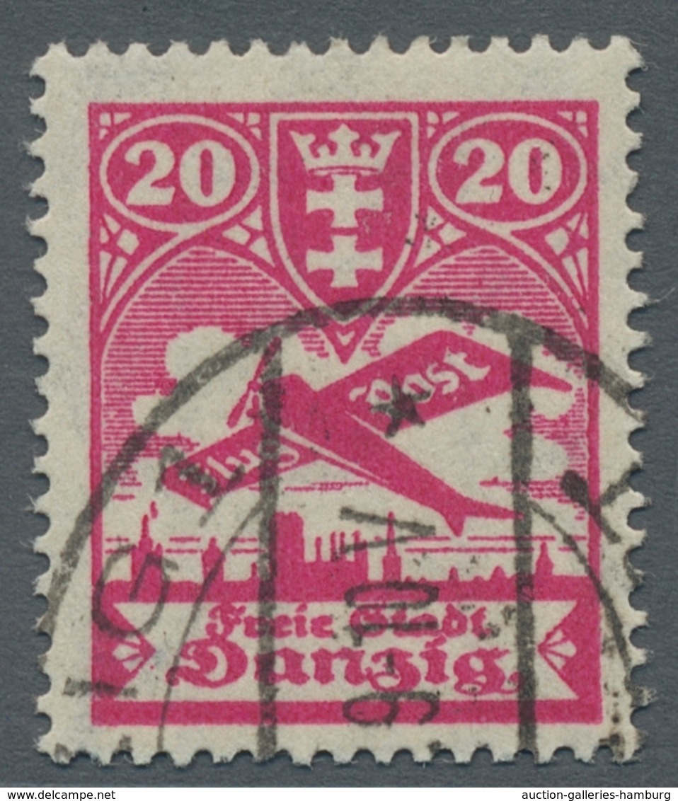 Danzig: 1924, Flugpostausgabe 20 Pfennig Mit Plattenfehler "Strich Neben Linkem Turm", Sauber Gestem - Otros & Sin Clasificación