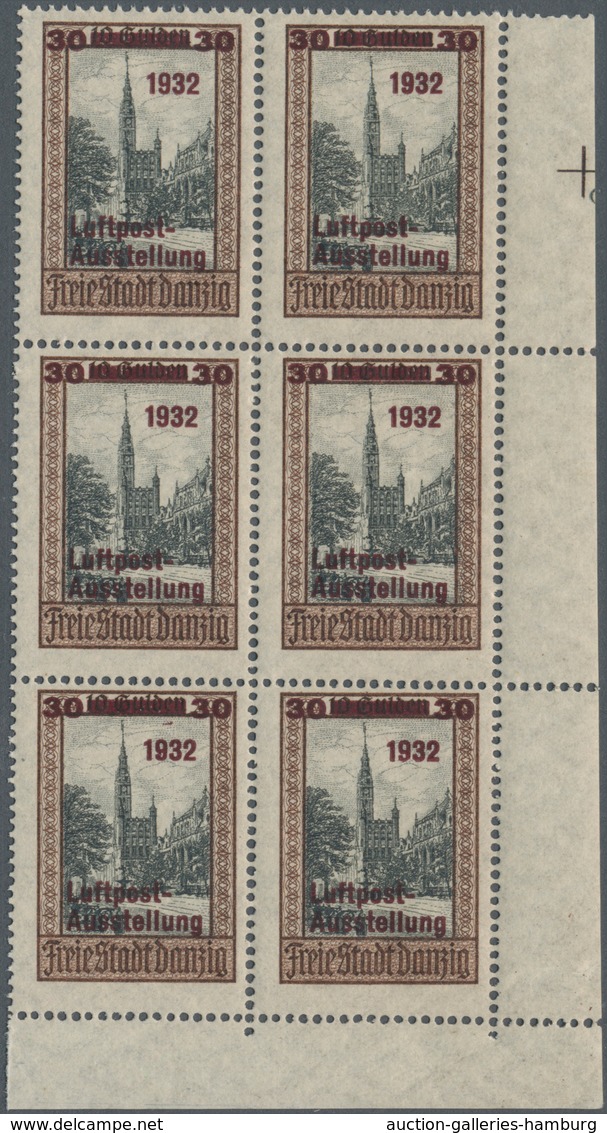 Danzig: 1932, Luposta Je Im Postfrischen 6er-Block Vom Bogenrand, Dabei 10+10 Pf Auf 1 G Mit PLATTEN - Otros & Sin Clasificación