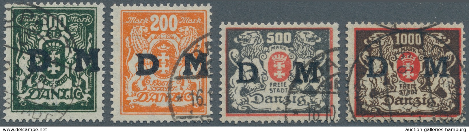 Danzig - Dienstmarken: 1923, 100 Bis 1.000 Mark Zeitgerecht Gestempelt, Gepr. Infla, Mi 1.260.- - Autres & Non Classés