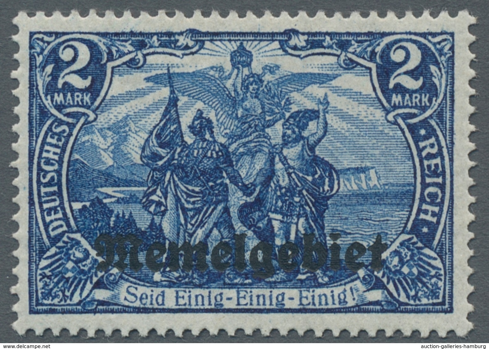 Memel: 1920, Aufdruckausgabe 2 Mark Schwärzlichblau Sauber Entfalzt, Kurzbefund Halsau BPP "echt Und - Klaipeda 1923