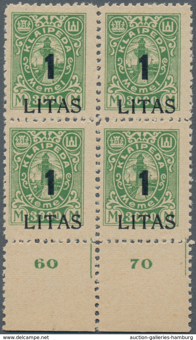 Memel: 1923, Angliederung Des Memellandes An Litauen, Unsignierter Postfrischer Luxusviererblock-Sat - Memel (Klaipeda) 1923