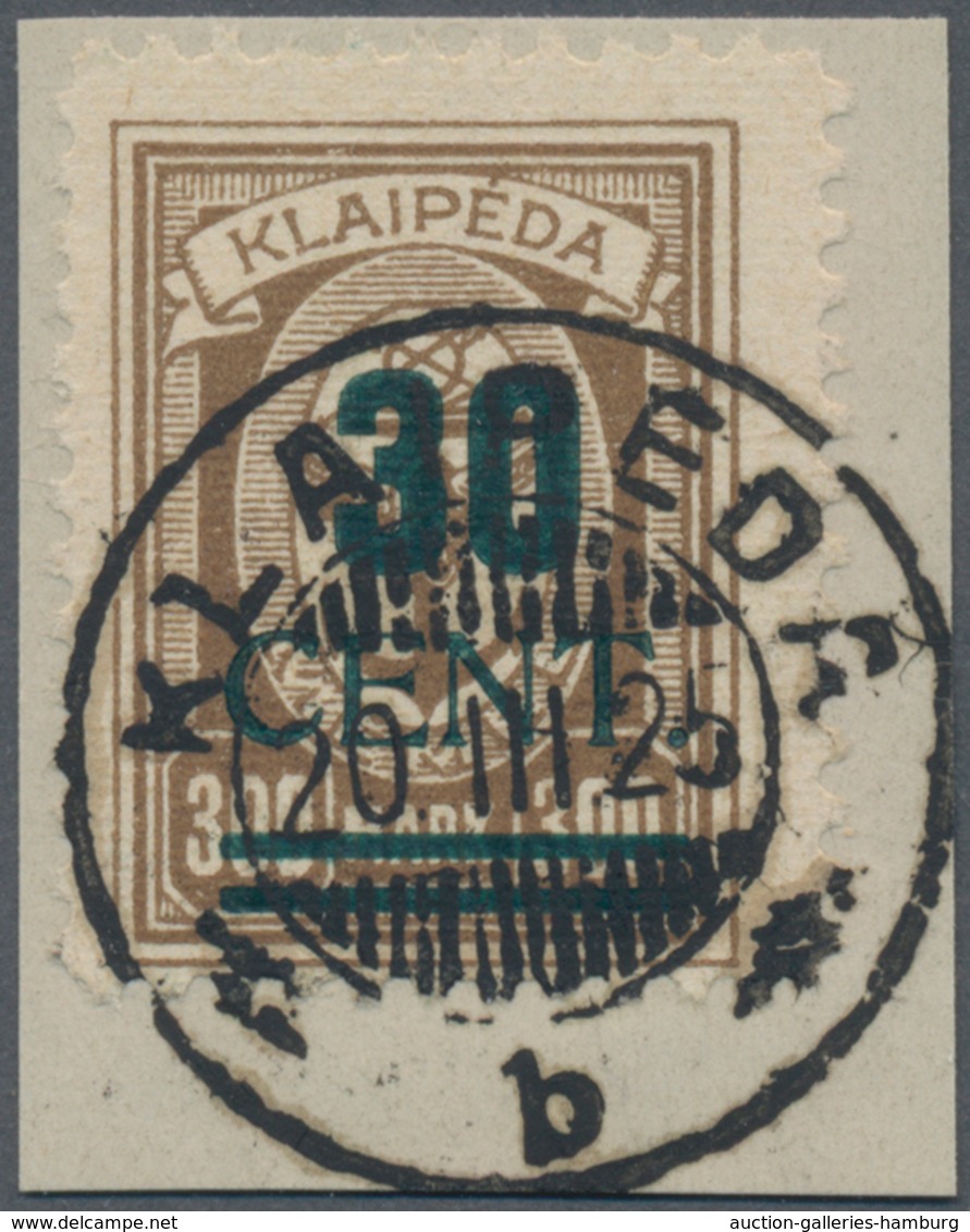 Memel: 1923, 30 C. Grünaufdruck, Aufdrucktype I, Schwarzgrüner Blockzifferaufdruck 30 CENT. Auf 300 - Memelgebiet 1923