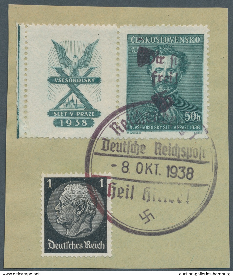 Sudetenland - Reichenberg: 1938, 50 H Bis 2 Kc Fügner Mit Links Oder Rechts Anhängenden, Nicht überd - Région Des Sudètes