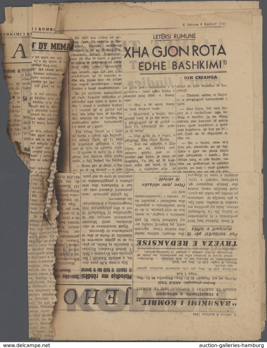 Dt. Besetzung II WK - Albanien: 1943, Freimarken 2 Q. Im Waagerechten Paar, Entwertet "TIRANA 08.1.4 - Besetzungen 1938-45