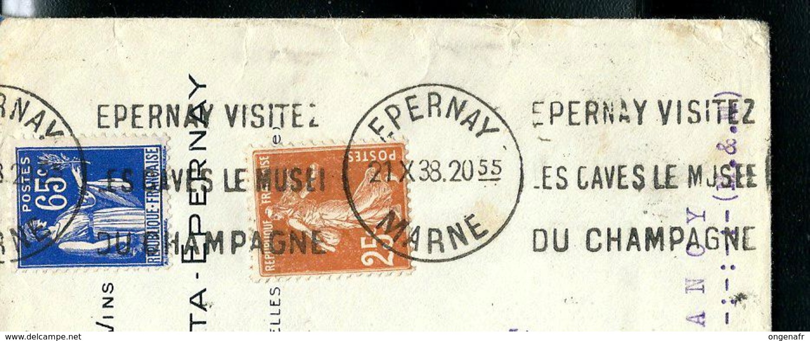 Lettre Avec Fl.  Promotion Du Champagne D'Epernay   21/10/1938  Pour Nancy - Vinos Y Alcoholes