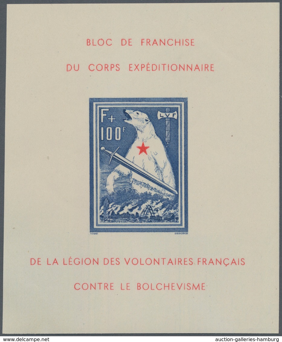 Dt. Besetzung II WK - Frankreich - Privatausgaben: Legionärsmarken: 1941. Frankreich. Eisbärblock, U - Ocupación 1938 – 45