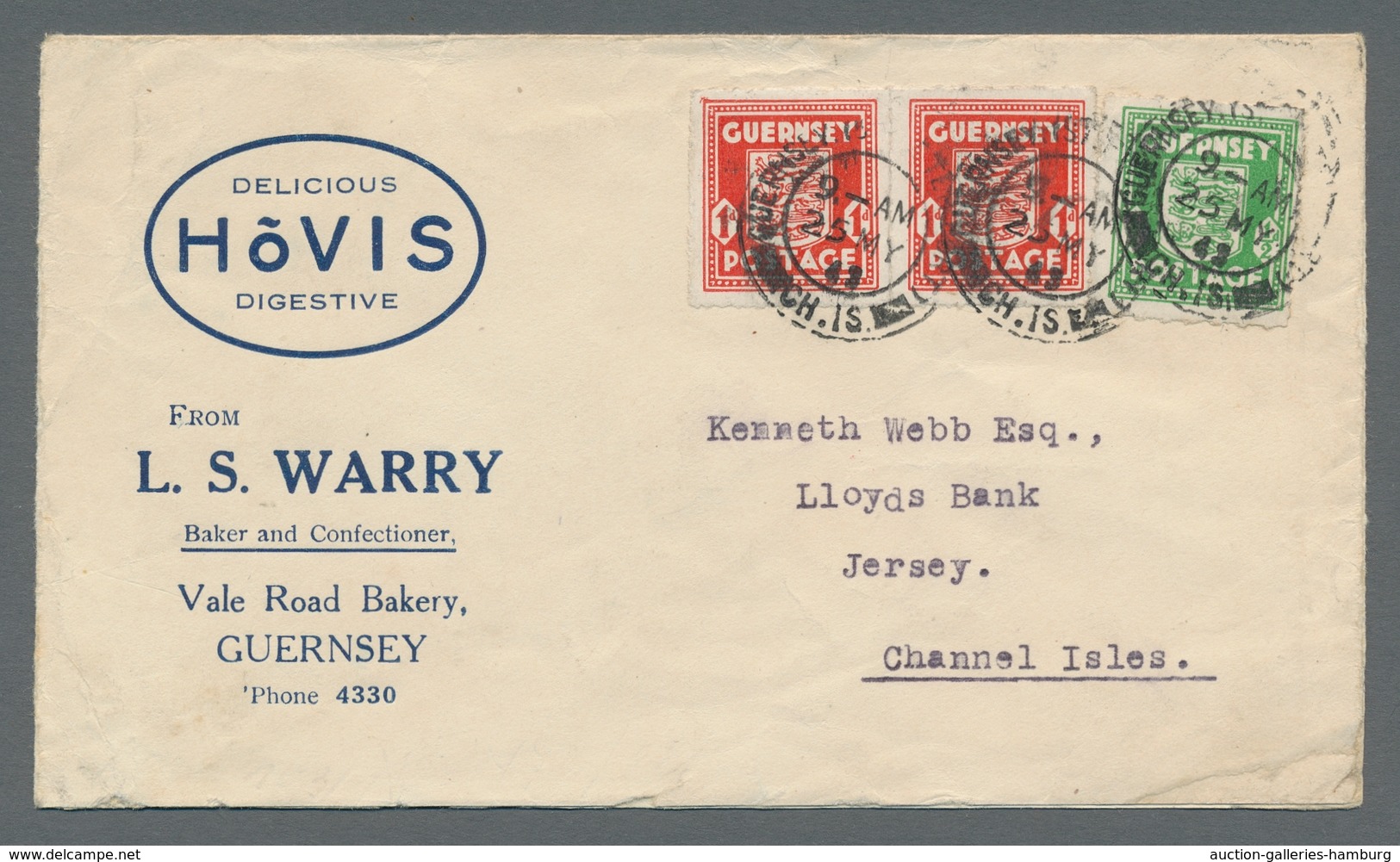 Dt. Besetzung II WK - Guernsey: 1943, Deutsche Besetzung Kanalinseln, Guernsey ½ Penny Und Waagerech - Ocupación 1938 – 45