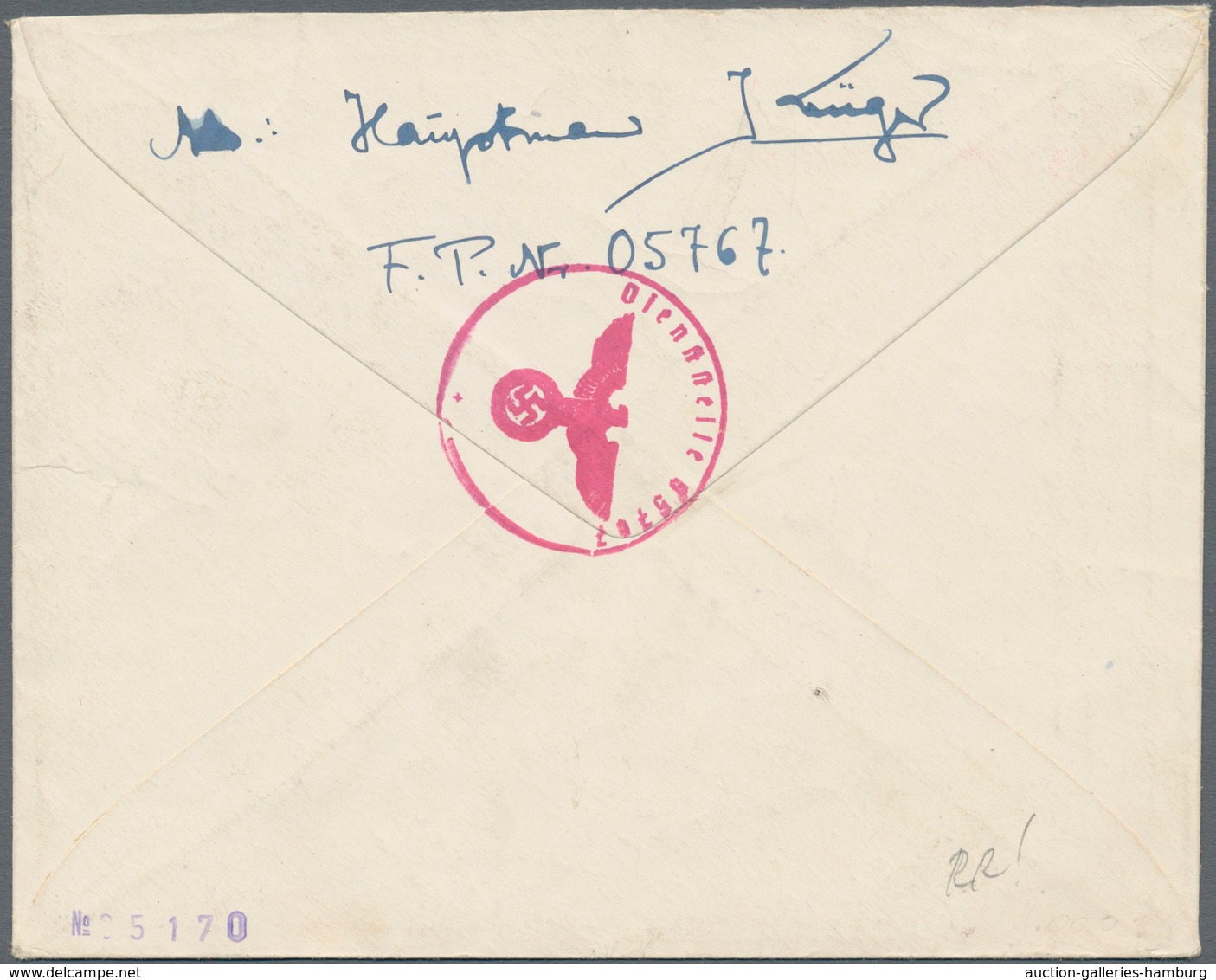 Feldpostmarken: 1944, Zulassungsmarke, Gezähnt, Li. Unteres Eckrandstück Mit HAN 18274.43 5, Zusamme - Otros & Sin Clasificación