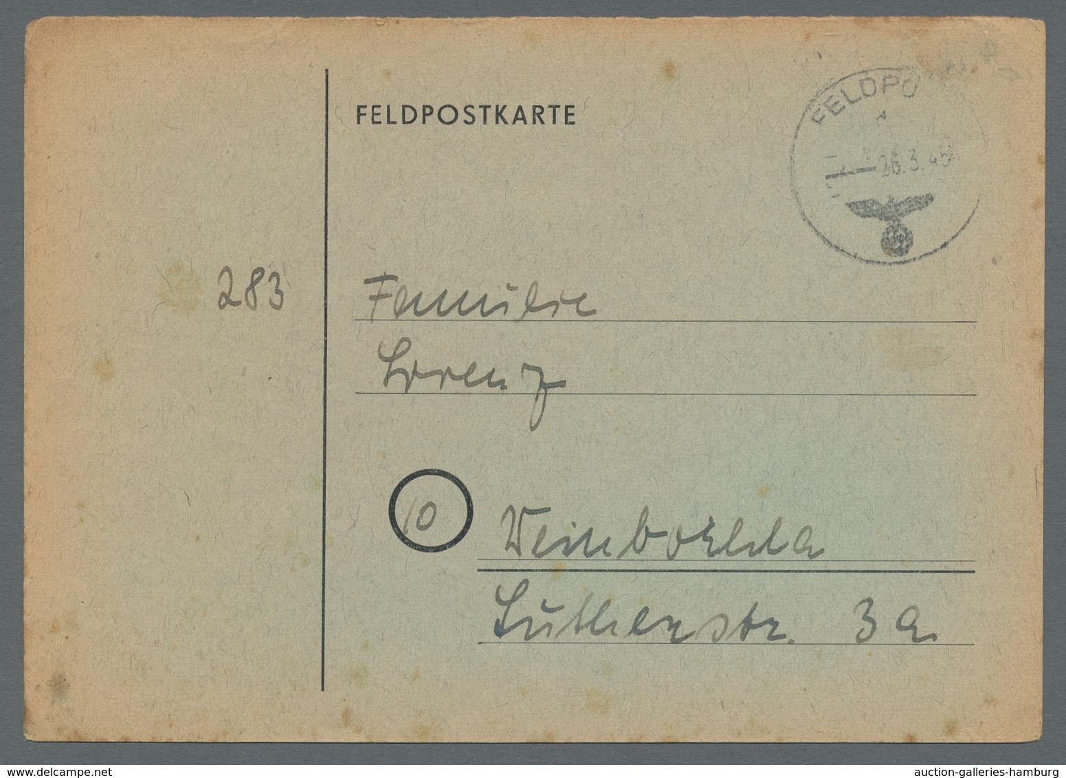 Feldpost 2. Weltkrieg: 1945, Funknachrichtenkarte Von Der Insel Kreta Mit Feldpostnormstempel Vom 26 - Otros & Sin Clasificación