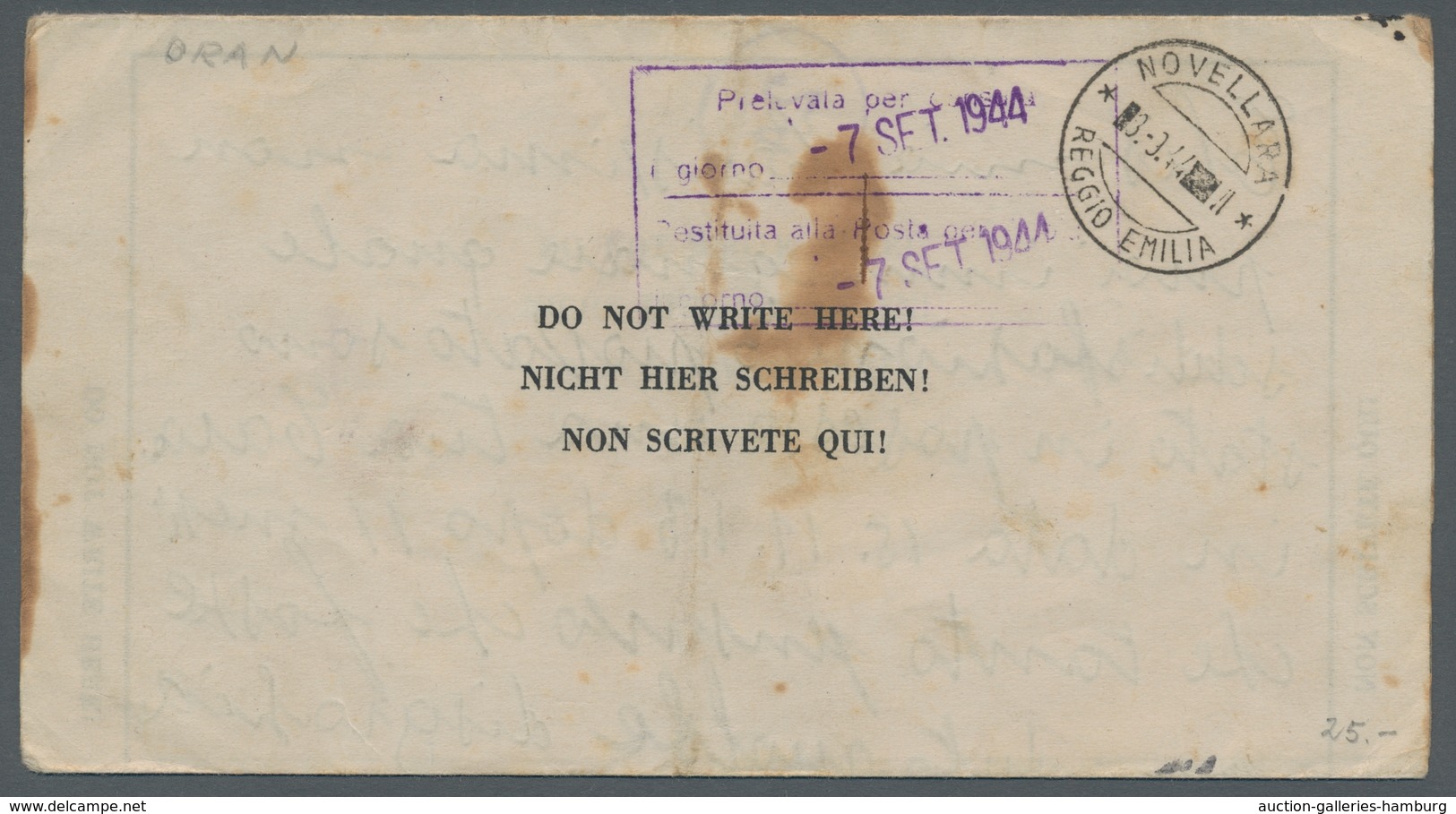 Kriegsgefangenen-Lagerpost: 1944, Kriegsgefangenenpost Aus Oran, Algerien (sehr Ungewöhnlich) Mit Ze - Sonstige & Ohne Zuordnung