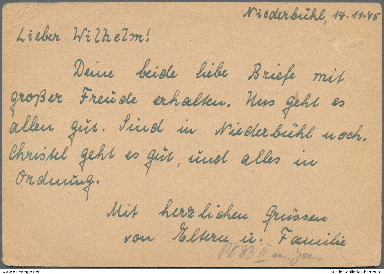 Kriegsgefangenen-Lagerpost: 1945, 6 Pfg. Behelfsganzsache Der Französischen Zone Aus Niederbühl/Rast - Andere & Zonder Classificatie