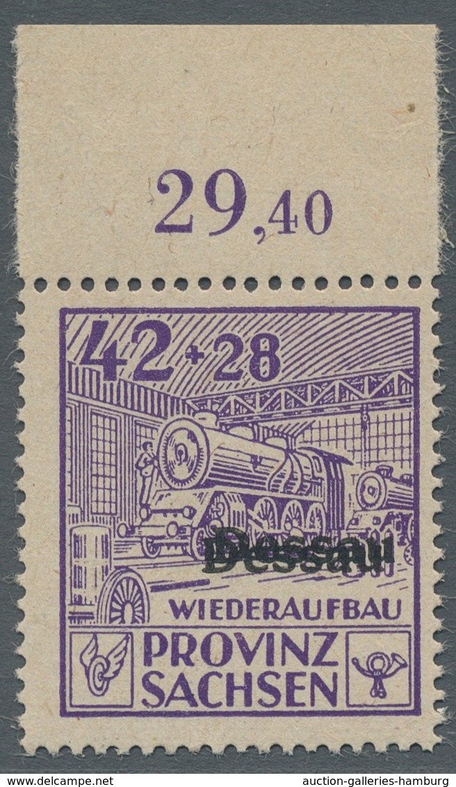 Deutsche Lokalausgaben Ab 1945: DESSAU: 1946, Wiederaufbau 42+28 Pfennig Mit Doppeltem Aufdruck Post - Autres & Non Classés