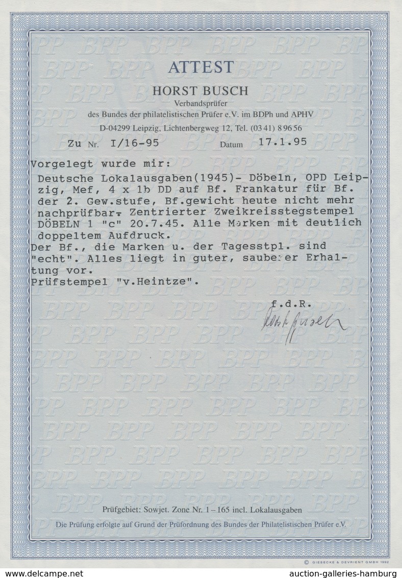 Deutsche Lokalausgaben Ab 1945: DÖBELN: 1945, 6 Pfg. Hitler Mit Deutlichem Doppelten Punktquadrat-Au - Otros & Sin Clasificación