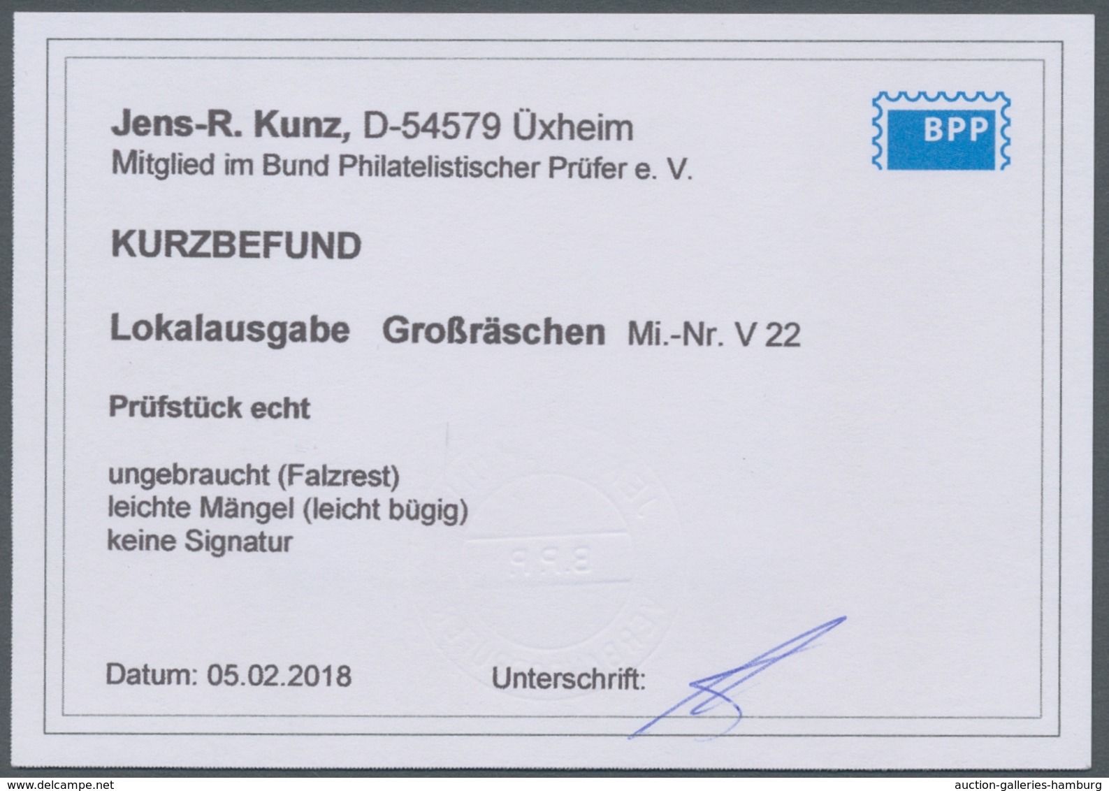 Deutsche Lokalausgaben Ab 1945: GROSSRÄSCHEN: 1945, Vorläufer 6 Pfennig Uhrzeitzettel Ungebraucht, K - Sonstige & Ohne Zuordnung