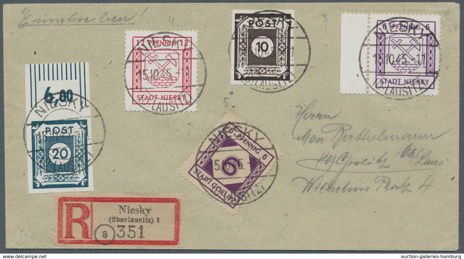 Deutsche Lokalausgaben Ab 1945: NIESKY: 1945, Wappenausgabe 6 Und 12 Pfennig Komplett Mit Weiterem W - Sonstige & Ohne Zuordnung