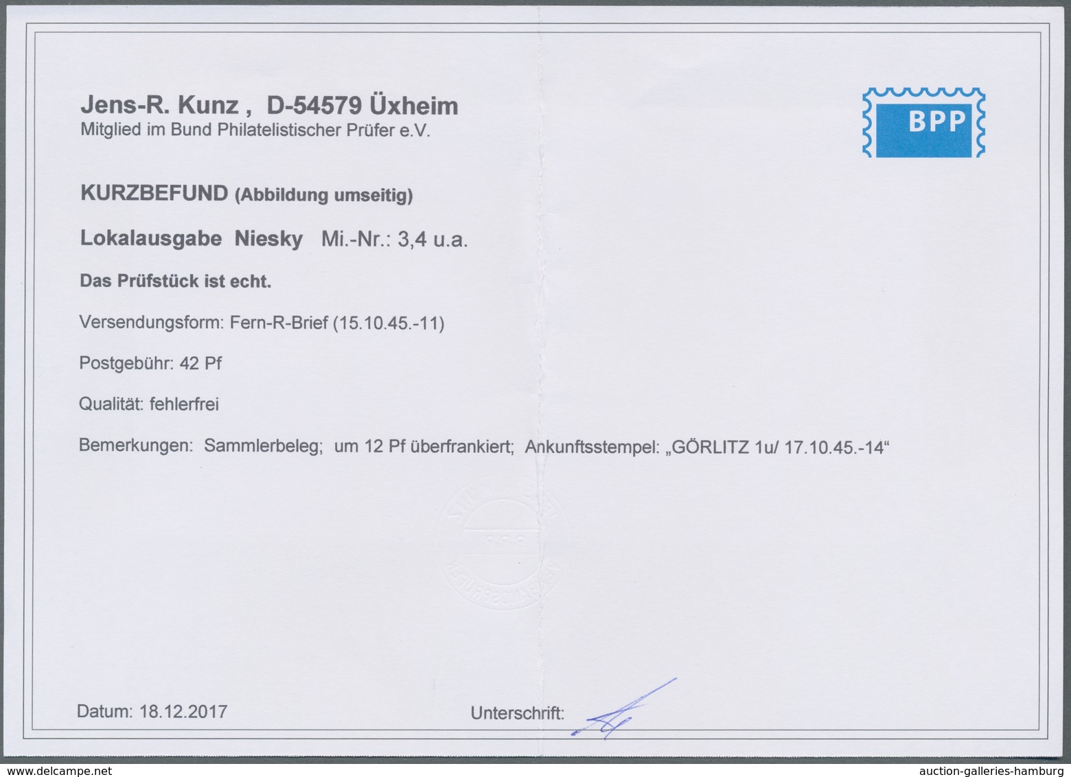 Deutsche Lokalausgaben Ab 1945: NIESKY: 1945, Wappenausgabe 6 Und 12 Pfennig Komplett Mit Weiterem W - Otros & Sin Clasificación