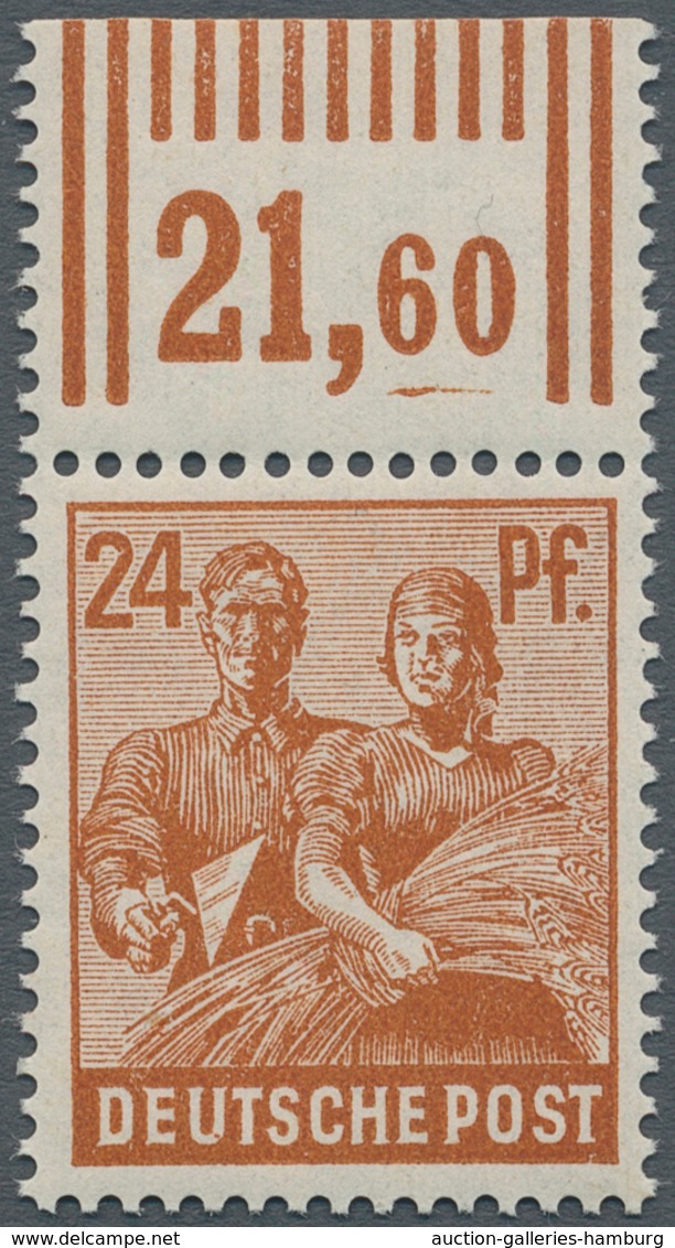 Alliierte Besetzung - Gemeinschaftsausgaben: 1947, 24 Pf Lebh. Braunorange Vom Oberrand Postfrisch, - Sonstige & Ohne Zuordnung