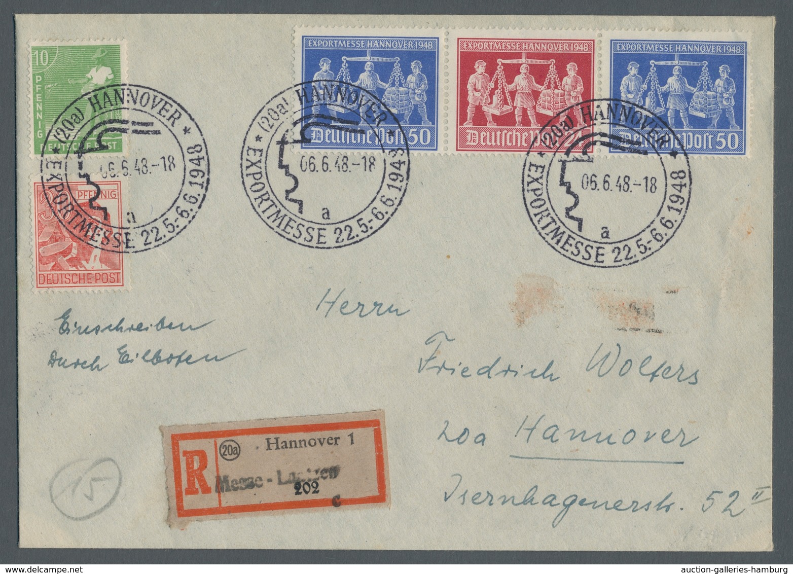 Alliierte Besetzung - Gemeinschaftsausgaben: 1948, "50 + 24 + 50 Pfg. Hannovermesse", Mit SST Gestem - Sonstige & Ohne Zuordnung