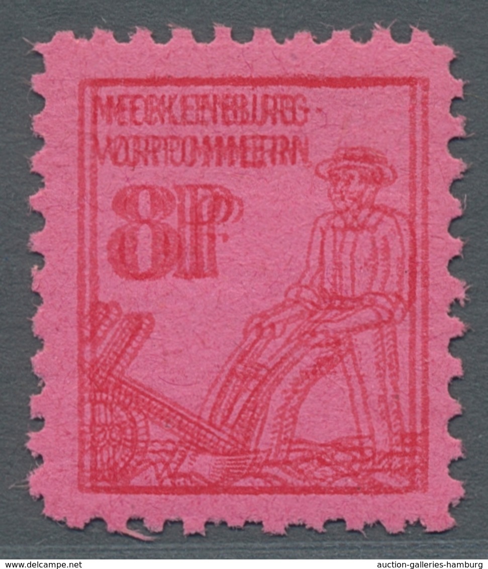 Sowjetische Zone - Mecklenburg-Vorpommern: 1946, Pflügender Bauer 8 Pfennig Dunkelrosarot, Tadellos - Sonstige & Ohne Zuordnung