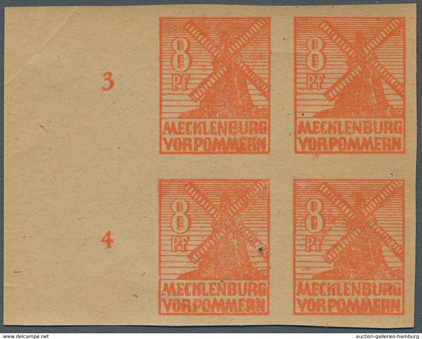 Sowjetische Zone - Mecklenburg-Vorpommern: 1946, "8 Pfg. Abschied Mit Druck Auf Der Gummiseite", Pos - Sonstige & Ohne Zuordnung