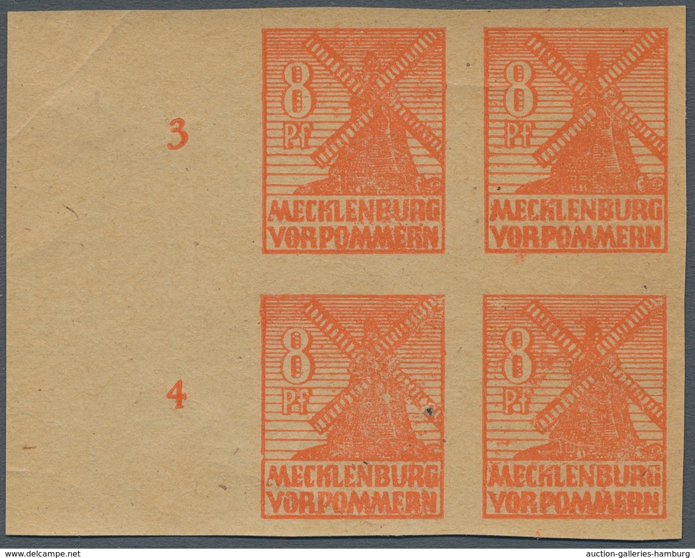 Sowjetische Zone - Mecklenburg-Vorpommern: 1946, "8 Pfg. Abschied Mit Druck Auf Der Gummiseite", Pos - Autres & Non Classés