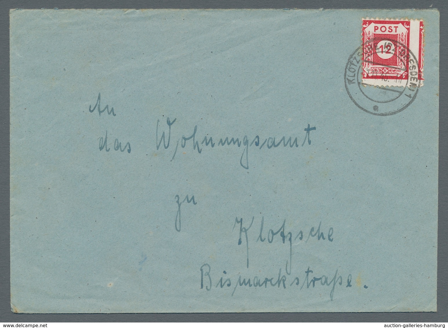 Sowjetische Zone - Ost-Sachsen: 1945, Ziffernausgabe 12 Pfennig Mit Postmeisterzähnung Auf Bedarfsbr - Other & Unclassified
