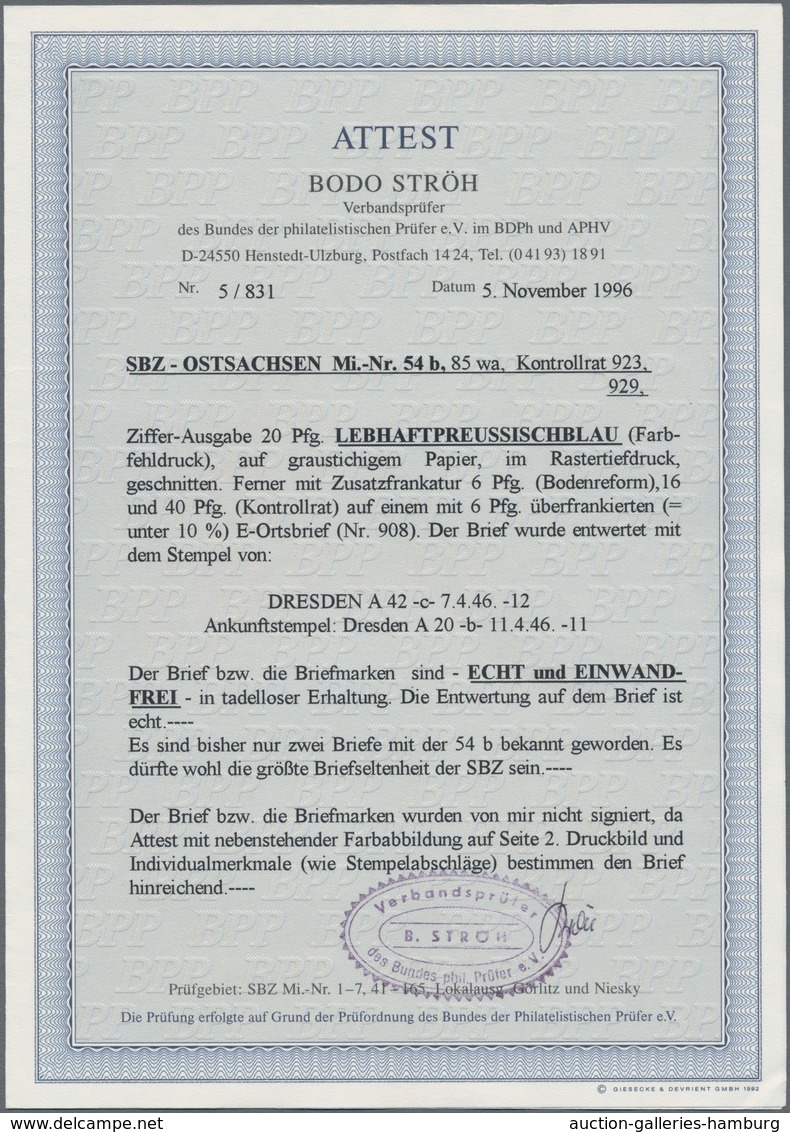 Sowjetische Zone - Ost-Sachsen: 1946. Außergewöhnlich Schöner R-Brief Von Dresden A 42 Nach Dresden - Other & Unclassified