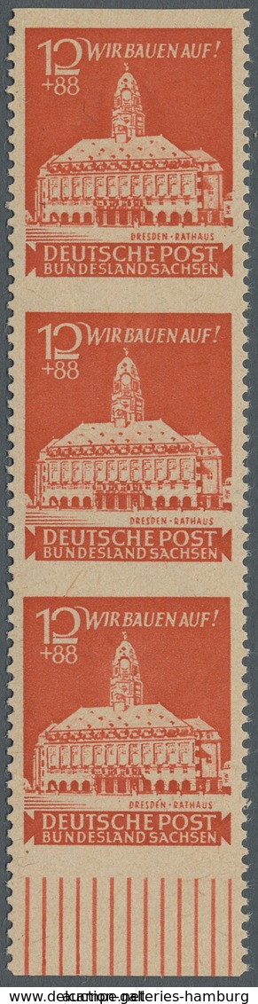 Sowjetische Zone - Ost-Sachsen: 1945, "12 Pfg. Rathaus (weißes Dach) Waag. Ungezähnt", Postfrischer, - Autres & Non Classés