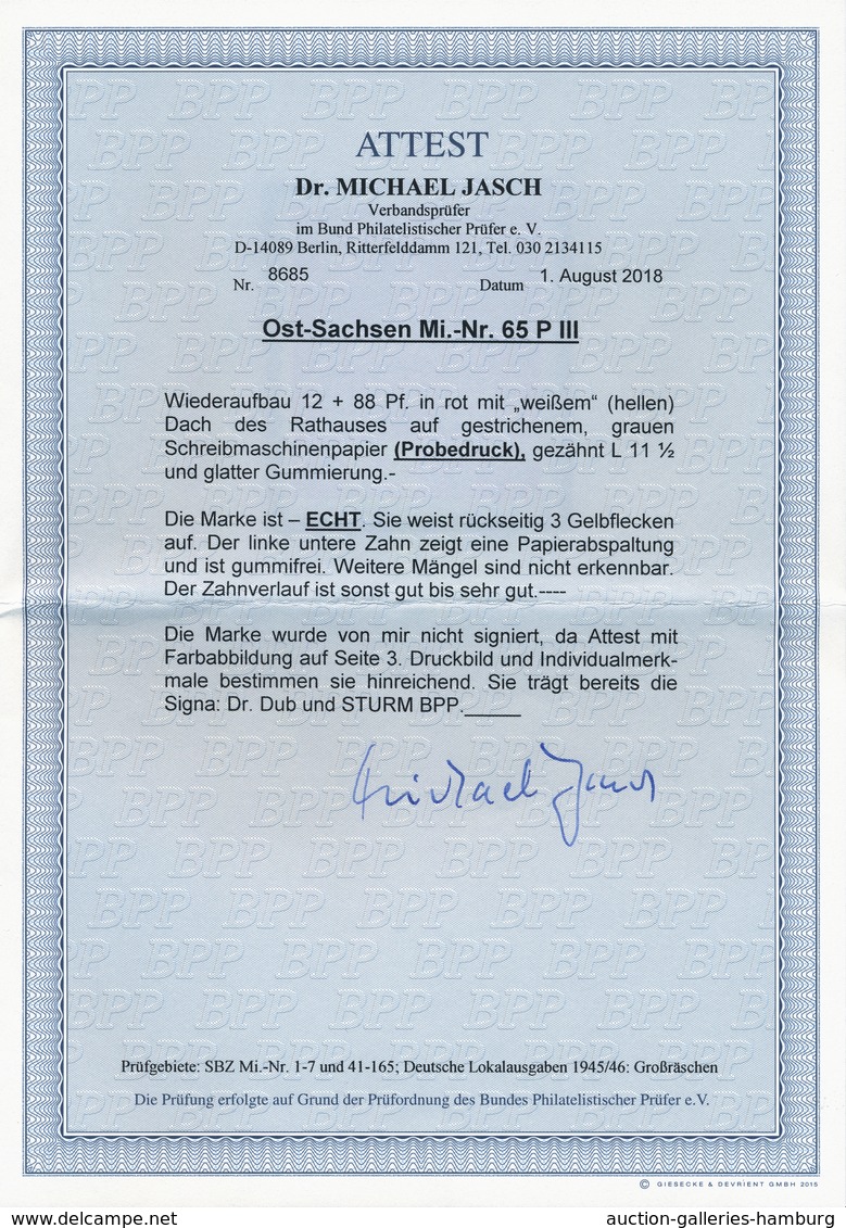 Sowjetische Zone - Ost-Sachsen: 1946, 6 Pfg Wiederaufbau Dunkelgraugrün Mit Zähnungsabart L 11 : 11½ - Sonstige & Ohne Zuordnung