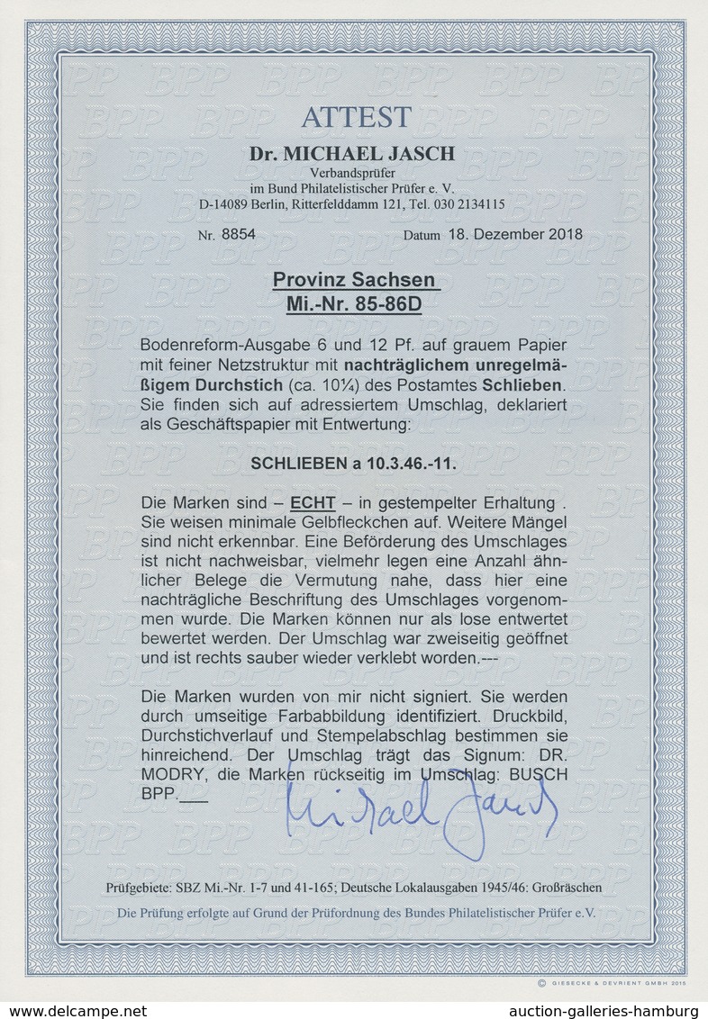 Sowjetische Zone - Provinz Sachsen: 1945, Bodenreform 6 Pf Und 12 Pf Mit Postmeistertrennung D Auf B - Andere & Zonder Classificatie