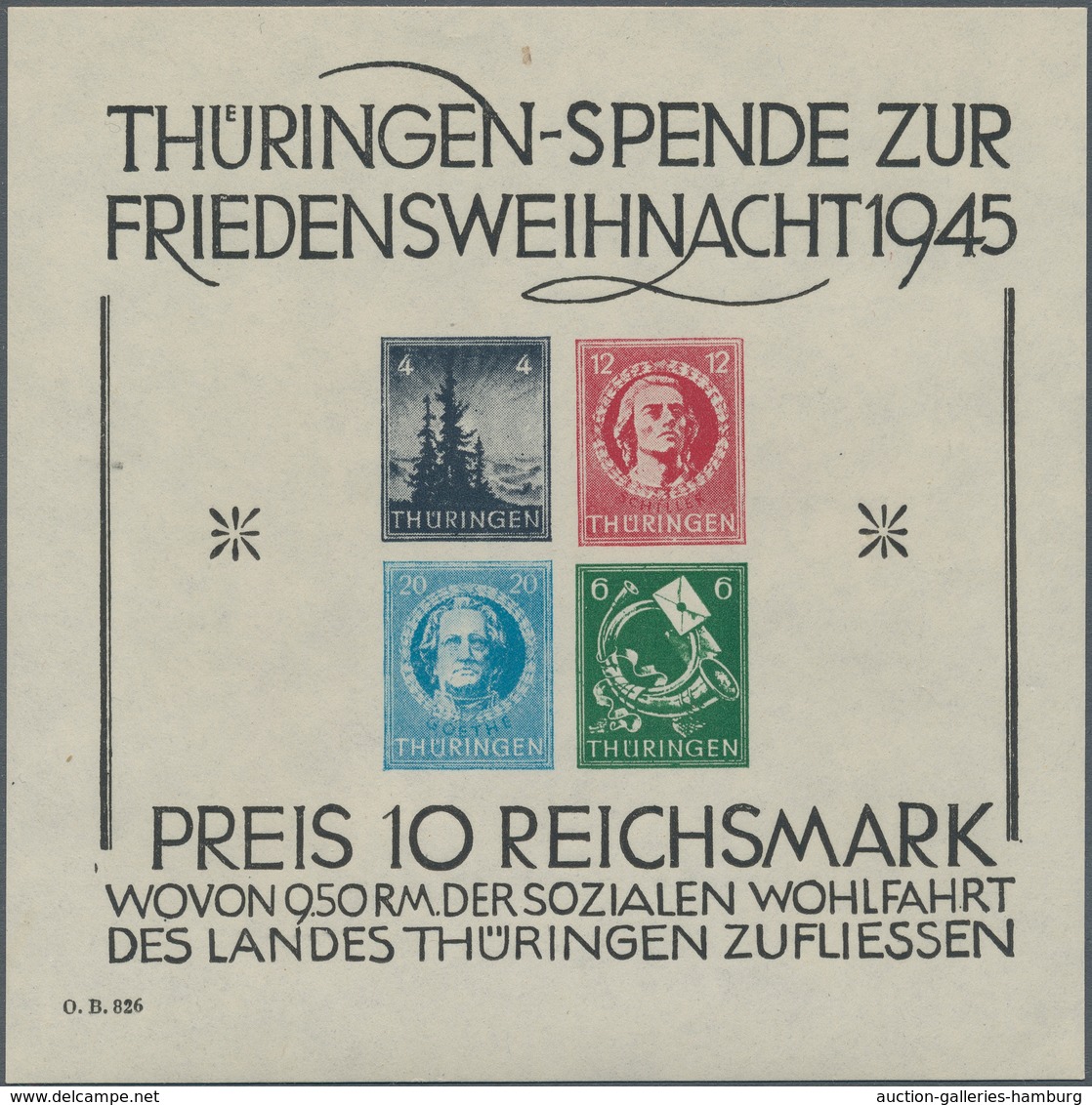 Sowjetische Zone - Thüringen: 1945, Großer Weihnachtsblock, SONDERDRUCK OHNE DRUCHSTICH, Papier X In - Otros & Sin Clasificación