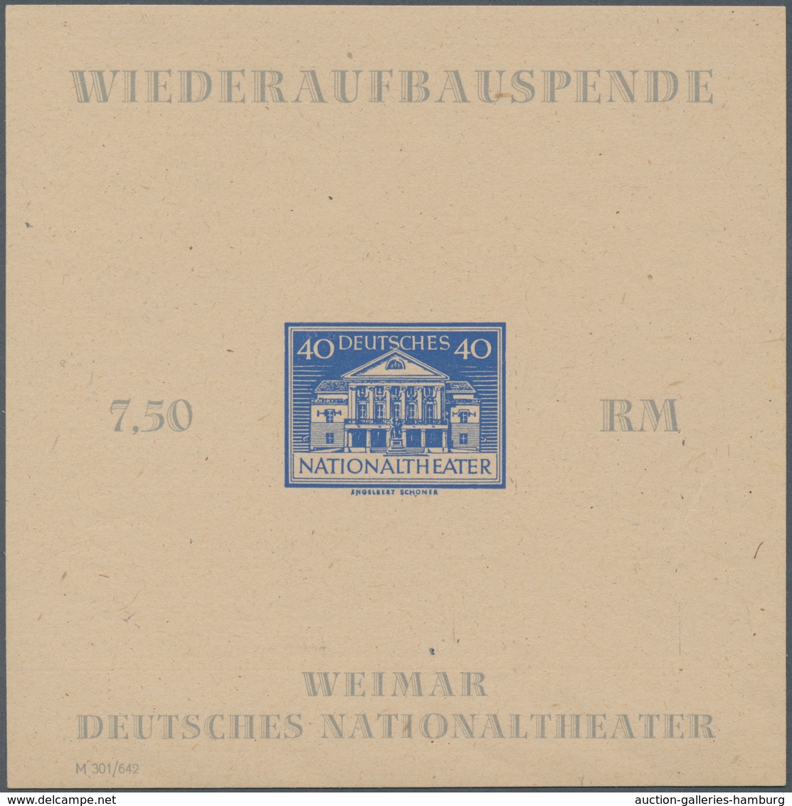 Sowjetische Zone - Thüringen: 1945, Wiederaufbau Des Deutschen Nationaltheaters Mit 40 Pf Ohne Durch - Sonstige & Ohne Zuordnung