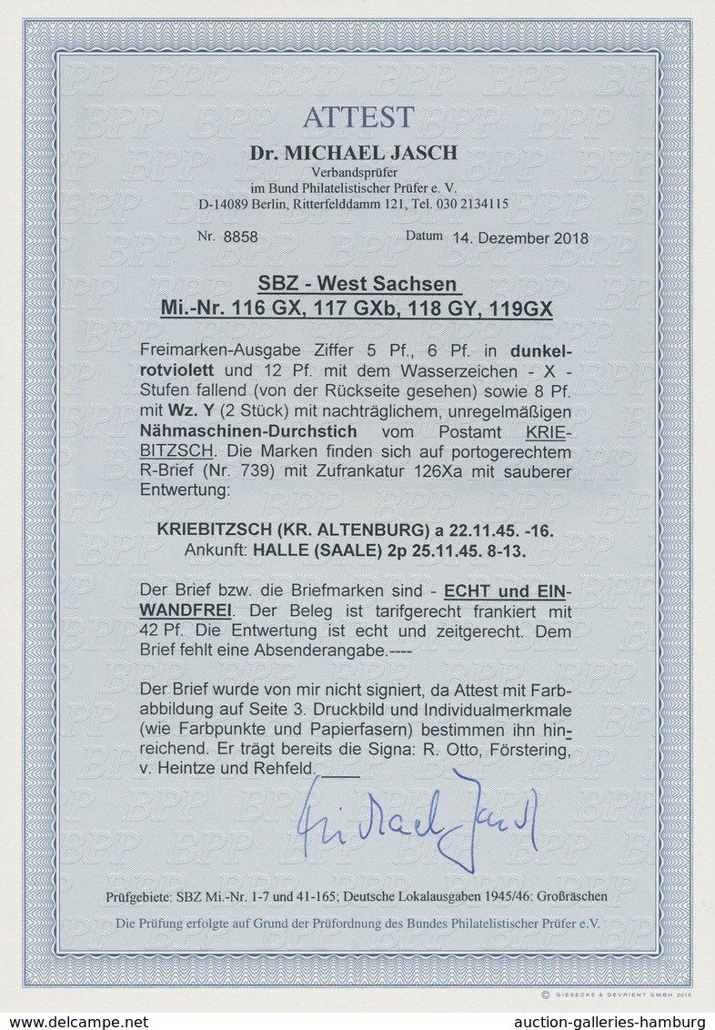 Sowjetische Zone - West-Sachsen: 1945, Ziffern 5 Pf, 6 Pf Dunkelrotviolett, 12 Pf Mit Wasserzeichen - Andere & Zonder Classificatie