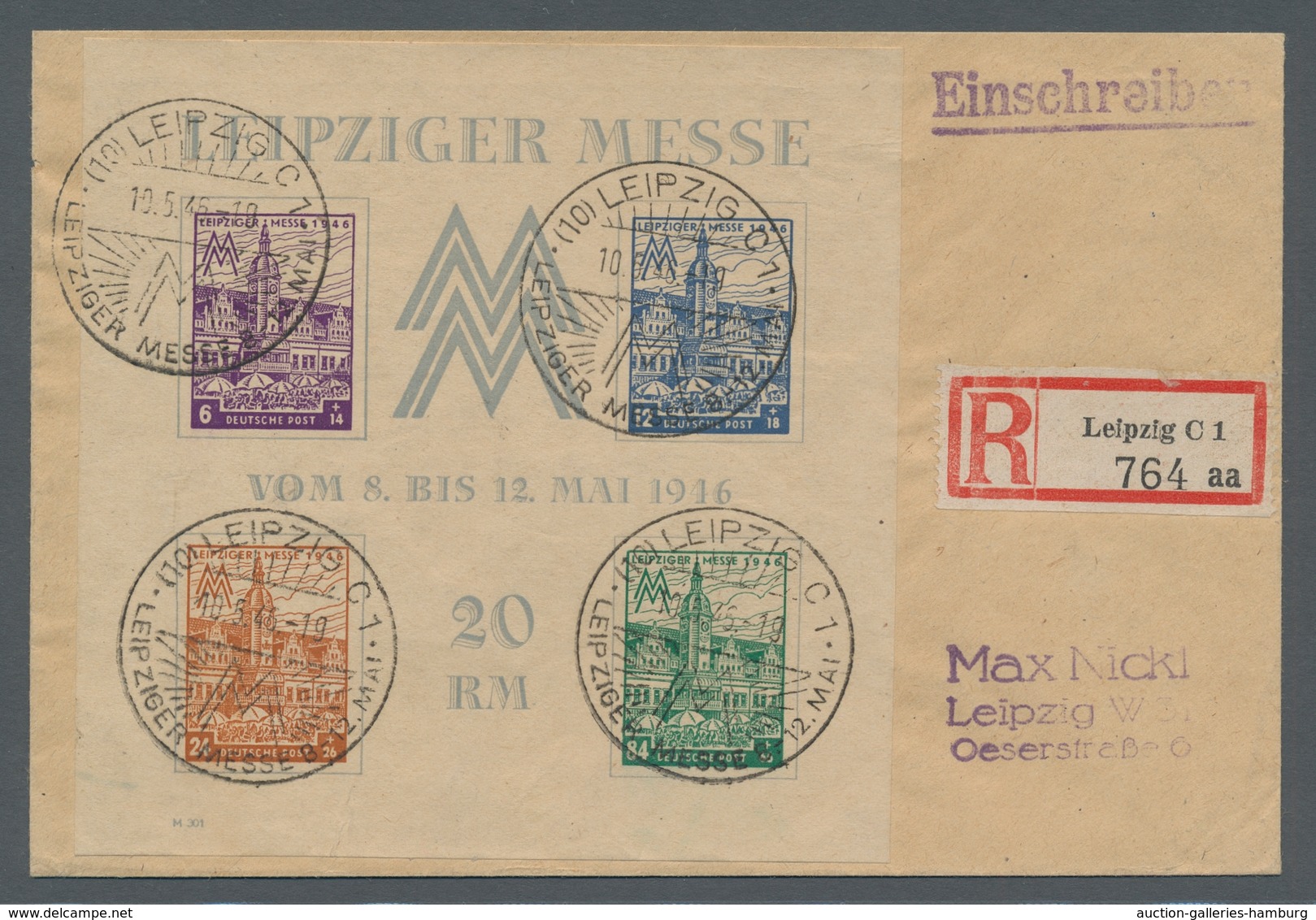 Sowjetische Zone - West-Sachsen: 1946, "Messeblock Mit Wasserzeichen X", Sauber Mit Viermal SST Gest - Sonstige & Ohne Zuordnung