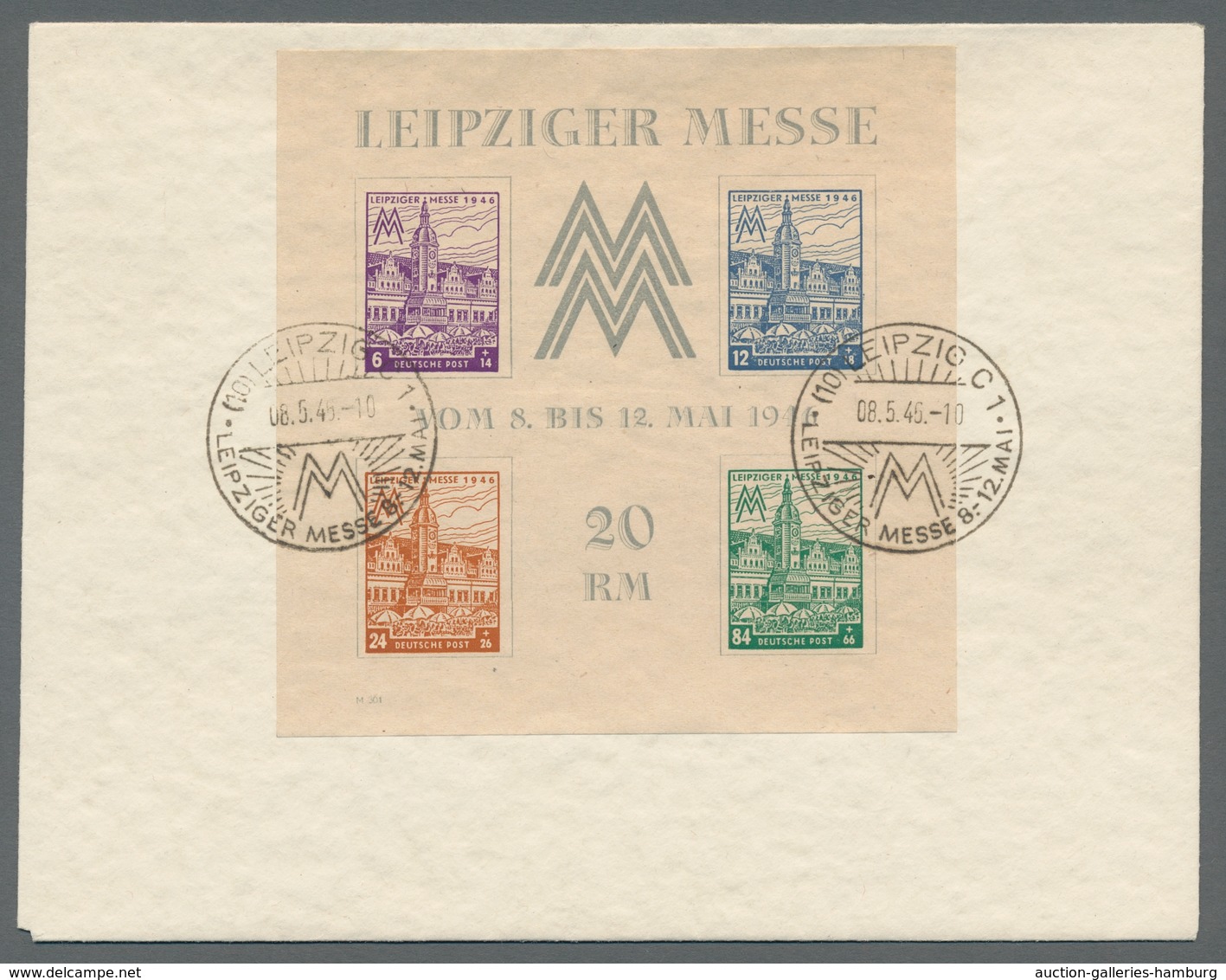 Sowjetische Zone - West-Sachsen: 1946, "Messeblock Mit Fallendem WZ.", Sauber Mit Zweimal ESST Auf B - Autres & Non Classés