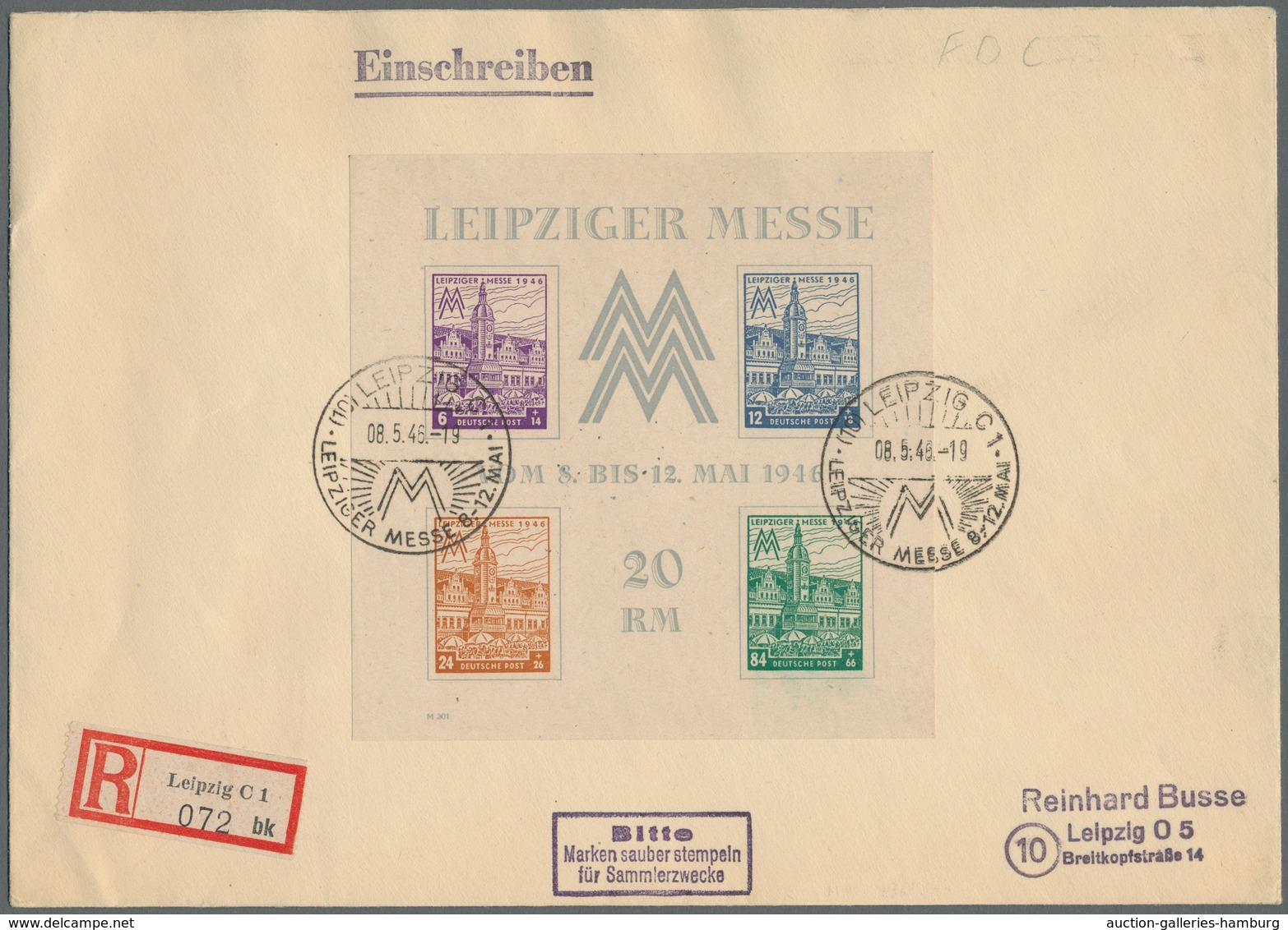 Sowjetische Zone - West-Sachsen: 1946, "Messeblock Mit Fallendem Wasserzeichen" Und Zweimal übergehe - Sonstige & Ohne Zuordnung