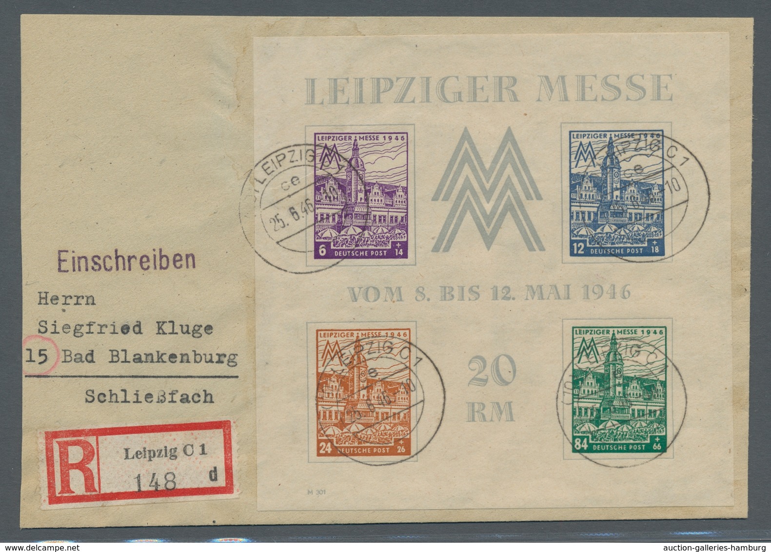 Sowjetische Zone - West-Sachsen: 1946, "Messeblock Mit Steigendem WZ.", Sauber Mit Viermal Tagesstem - Otros & Sin Clasificación