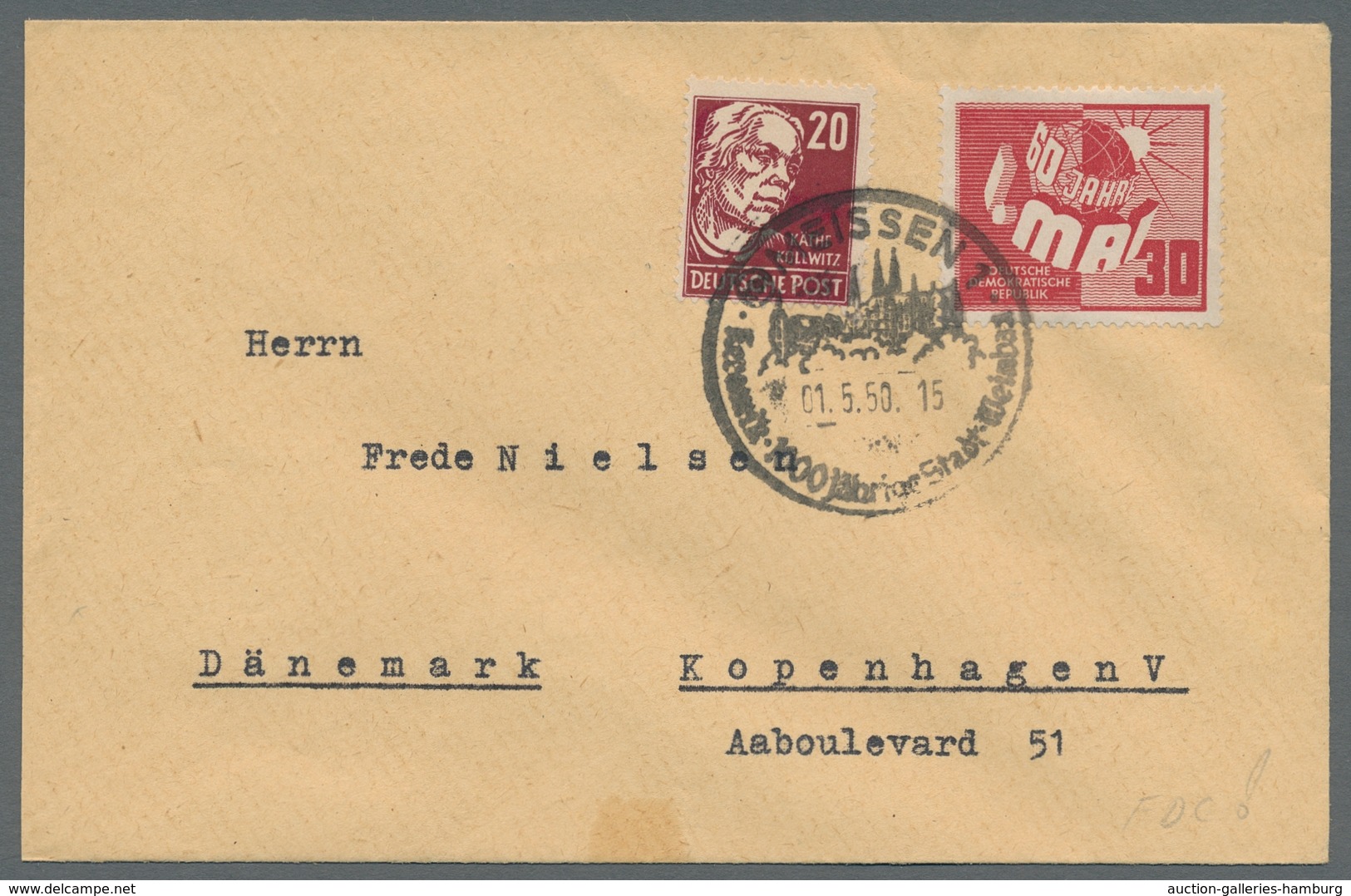 DDR: 1950, "1. Mai", Oberrandwert Mit ESST Als Portorichtige EF Auf Ersttagskarte Nach St. Anton/Öst - Sonstige & Ohne Zuordnung