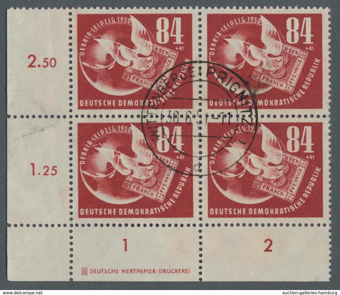 DDR: 1950, "DEBRIA", Eckrandsechserblock Mit DV Bzw. Eckrandviererblock Mit DZ Je Mit Bedarfs-Tagess - Otros & Sin Clasificación