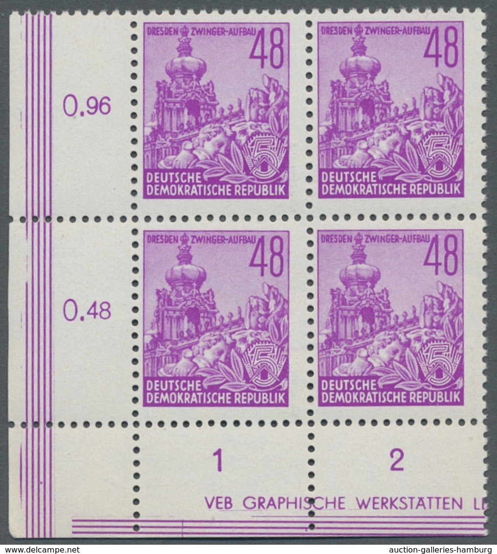 DDR: 1953, "Fünfjahrplan I", Postfrischer Eckrandviererblocksatz In Tadelloser Erhaltung, Außer 24 P - Otros & Sin Clasificación